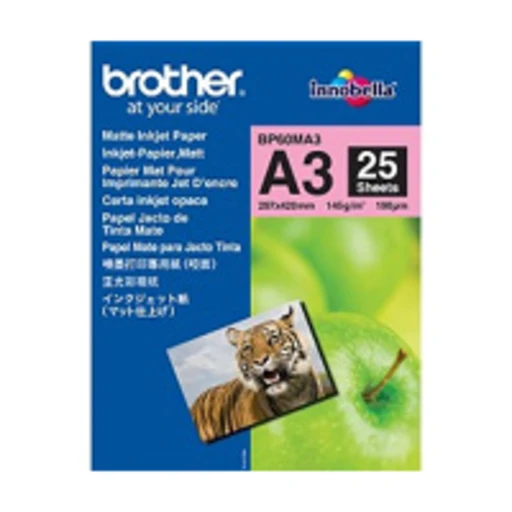 Brother BP60MA3 Inkjet Paper, Inkjet printing, A3 (297x420 mm), Matte, 25 sheets, 145 g/m, White