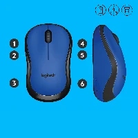 Logitech M220 Silent, Ambidextrous, Optical, RF Wireless, 1000 DPI, Black, Blue