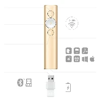 Logitech Spotlight, Bluetooth/RF, USB, 30 m, Gold