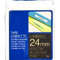 Brother Laminated tape 24mm, Gold on black, TZe, Thermal transfer, Brother, PT-7600, PT-2430PC, PT-2700, PT-2730, PT-9600, PT-9700PC, PT-9800PCN, 2.4 cm
