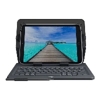 Logitech Universal Folio with integrated keyboard for 9-10 inch tablets, QWERTZ, German, Any brand, iPad Air 2 iPad Air iPad 2 iPad 3 iPad 4 Samsung Galaxy Tab  A-9.7 in Galaxy Samsung Tab S..., Black, 25.4 cm (10