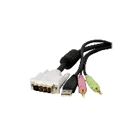 StarTech.com KVM Cable for DVI and USB KVM Switches with Audio & Microphone - 6ft, 1.8 m, USB, USB, DVI-D, Black, 1 x DVI-D, 1 x USB A, 2 x 3.5 mm