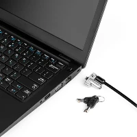 Kensington Slim N17 2.0 Keyed Laptop Lock for Wedge-Shaped Slots, 1.83 m, Kensington, Key, Carbon steel, Black, Silver