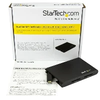 StarTech.com Dual-Slot SD Card Reader/Writer - USB 3.0 with USB-C - SD 4.0, UHS II, MMC, SD, SDHC, SDXC, Black, 5000 Mbit/s, Plastic, CE, FCC, RoHS, USB 3.2 Gen 1 (3.1 Gen 1) Type-C