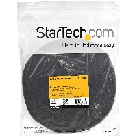 StarTech.com 50ft Hook and Loop Roll - Cut-to-Size Reusable Cable Ties - Bulk Industrial Wire Fastener Tape /Adjustable Fabric Wraps Black / Resuable Self Gripping Cable Management Straps, Hook & loop cable tie, Nylon, Black, -10 - 80 C, 15200 mm, 19 mm