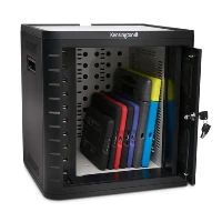 Kensington Charge & Sync Cabinet, Universal Tablet  Black, Portable device management cabinet, Black, Floor, Table, 9 shelves, Tablet, USB