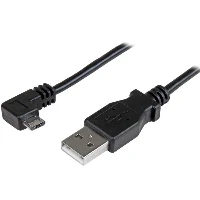 StarTech.com Micro-USB Charge-and-Sync Cable M/M - Right-Angle Micro-USB - 24 AWG - 2 m (6 ft.), 2 m, USB A, Micro-USB B, USB 2.0, Male/Male, Black