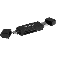StarTech.com USB 3.0 Memory Card Reader/Writer for SD and microSD Cards - USB-C and USB-A, MMC, MicroSD (TransFlash), MicroSDHC, MicroSDXC, SD, SDHC, SDXC, Black, 5000 Mbit/s, Plastic, Activity, Power, 2000 GB