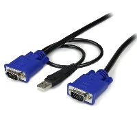 StarTech.com 6 ft 2-in-1 Ultra Thin USB KVM Cable, 1.8 m, VGA, Black, USB, USB A + VGA, VGA