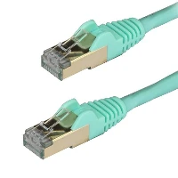 StarTech.com 0.50m CAT6a Ethernet Cable - 10 Gigabit Shielded Snagless RJ45 100W PoE Patch Cord - 10GbE STP Network Cable w/Strain Relief - Aqua Fluke Tested/Wiring is UL Certified/TIA, 0.5 m, Cat6a, U/FTP (STP), RJ-45, RJ-45