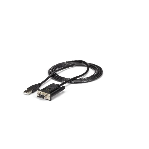 StarTech.com USB to Serial RS232 Adapter - DB9 Serial DCE Adapter Cable with FTDI - Null Modem - USB 1.1 / 2.0 - Bus-Powered, Black, 1.7 m, USB Type-A, DB-9, Male, Female