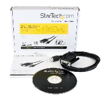 StarTech.com USB to Serial RS232 Adapter - DB9 Serial DCE Adapter Cable with FTDI - Null Modem - USB 1.1 / 2.0 - Bus-Powered, Black, 1.7 m, USB Type-A, DB-9, Male, Female