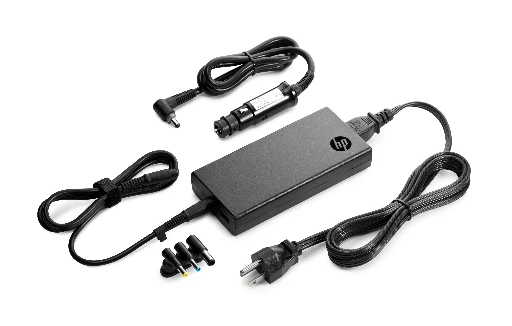 HP 90W Slim Combo Adapter with USB, Auto, Indoor, AC, Cigar lighter, Black
