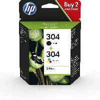 HP 304 2-pack Black/Tri-color Original Ink Cartridges, Standard Yield, Pigment-based ink, Dye-based ink, 4 ml, 2 ml, 2 pc(s)