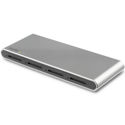 StarTech.com 4-Slot USB-C SD Card Reader - USB 3.1 (10Gbps) - SD 4.0, UHS-II, MMC, SD, SDHC, SDXC, Black, Silver, Activity, USB 3.2 Gen 1 (3.1 Gen 1) Type-C, 100 - 240 V, 1 A