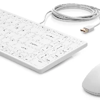HP USB Keyboard and Mouse Healthcare Edition, Full-size (100%), Wired, USB, Membrane, White, Mouse included