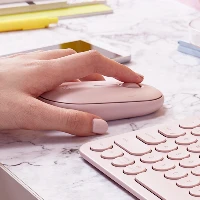 Logitech Pebble M350 Wireless Mouse, Ambidextrous, Optical, RF Wireless + Bluetooth, 1000 DPI, Pink