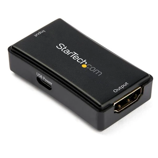 StarTech.com 45 ft. (14 m) HDMI Signal Booster - 4K 60Hz, 3840 x 2160 pixels, AV repeater, 14 m, Black, HDCP