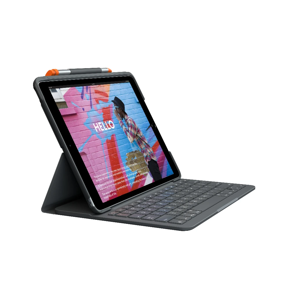 Logitech Slim Folio For iPad (7th gen), AZERTY, French, 1.7 cm, 1.5 mm, Apple, iPad (7th gen), iPad (8th gen)