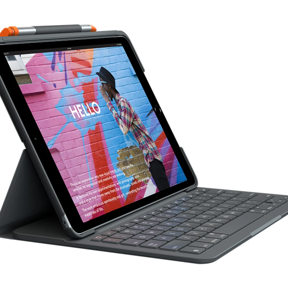 Logitech Slim Folio For iPad (7th gen), QWERTZ, Swiss, 1.7 cm, 1.5 mm, Apple, iPad (7th gen)