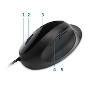 Kensington Pro Fit Ergo Wired Mouse, Right-hand, Optical, USB Type-A, 3200 DPI, Black