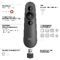 Logitech R500, Bluetooth/RF, USB, 20 m, Graphite