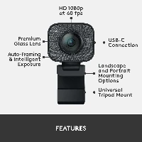Logitech StreamCam, 1920 x 1080 pixels, Full HD, 60 fps, 1080p, 2 - 3.7 mm, 0.1 m