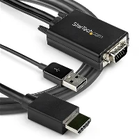 StarTech.com 3m VGA to HDMI Converter Cable with USB Audio Support & Power - Analog to Digital Video Adapter Cable to connect a VGA PC to HDMI Display - 1080p Male to Male Monitor Cable, 3.048 m, USB Type-A + VGA (D-Sub), HDMI Type A (Standard), Male, Male, Straight