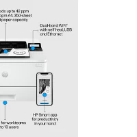 HP LaserJet Pro 4002dn Printer, Print, Two-sided printing Fast first page out speeds Energy Efficient Compact Size Strong Security, Laser, 1200 x 1200 DPI, A4, 40 ppm, Duplex printing, White