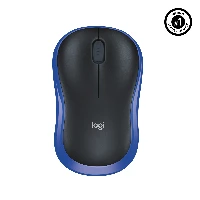 LogitechWirelessMouseM185,Ambidextrous,Optical,RFWireless,1000DPI,Black,Blue