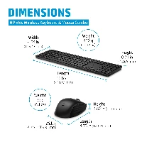 HP655WirelessKeyboardandMouseCombo,Full-size(100%),RFWireless,Membrane,Black,Mouseincluded