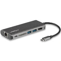 StarTech.com USB C Multiport Adapter, Portable USB-C Dock to 4K HDMI, 2-pt USB 3.0 Hub, SD/SDHC, GbE, 60W PD Pass-Through - USB Type-C/Thunderbolt 3 - REPLACED BY DKT30CHSDPD1, Wired, USB 3.2 Gen 1 (3.1 Gen 1) Type-C, 10,100,1000 Mbit/s, IEEE 802.3, IEEE 802.3ab, IEEE 802.3u, Black, Grey, MMC, SD