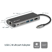 StarTech.com USB C Multiport Adapter, Portable USB-C Dock to 4K HDMI, 2-pt USB 3.0 Hub, SD/SDHC, GbE, 60W PD Pass-Through - USB Type-C/Thunderbolt 3 - REPLACED BY DKT30CHSDPD1, Wired, USB 3.2 Gen 1 (3.1 Gen 1) Type-C, 10,100,1000 Mbit/s, IEEE 802.3, IEEE 802.3ab, IEEE 802.3u, Black, Grey, MMC, SD
