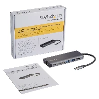 StarTech.com USB C Multiport Adapter, Portable USB-C Dock to 4K HDMI, 2-pt USB 3.0 Hub, SD/SDHC, GbE, 60W PD Pass-Through - USB Type-C/Thunderbolt 3 - REPLACED BY DKT30CHSDPD1, Wired, USB 3.2 Gen 1 (3.1 Gen 1) Type-C, 10,100,1000 Mbit/s, IEEE 802.3, IEEE 802.3ab, IEEE 802.3u, Black, Grey, MMC, SD