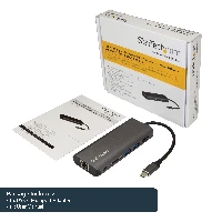 StarTech.com USB C Multiport Adapter, Portable USB-C Dock to 4K HDMI, 2-pt USB 3.0 Hub, SD/SDHC, GbE, 60W PD Pass-Through - USB Type-C/Thunderbolt 3 - REPLACED BY DKT30CHSDPD1, Wired, USB 3.2 Gen 1 (3.1 Gen 1) Type-C, 10,100,1000 Mbit/s, IEEE 802.3, IEEE 802.3ab, IEEE 802.3u, Black, Grey, MMC, SD