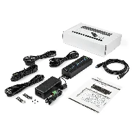 StarTech.com 10-Port USB 3.0 Hub with Power Adapter - Metal Industrial USB-A Hub with ESD & 350W Surge Protection - Din/Wall/Desk Mountable - High Speed USB 3.2 Gen 1 (5Gbps) Hub, USB 3.2 Gen 1 (3.1 Gen 1) Type-B, USB 3.2 Gen 1 (3.1 Gen 1) Type-A, 5000 Mbit/s, Black, Power, RoHS, REACH, CE, FCC, TAA