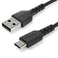StarTech.com 2m USB A to USB C Charging Cable - Durable Fast Charge & Sync USB 2.0 to USB Type C Data Cord - Rugged TPE Jacket Aramid Fiber M/M 3A Black - Samsung S10, iPad Pro, Pixel, 2 m, USB A, USB C, USB 2.0, 480 Mbit/s, Black