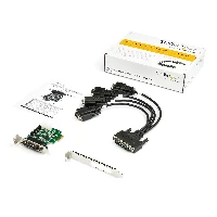 StarTech.com 4-port PCI Express RS232 Serial Adapter Card - PCIe RS232 Serial Host Controller Card - PCIe to Serial DB9 - 16950 UART - Low Profile Expansion Card - Windows/Linux, PCIe, Serial, PCIe 1.1, Green, 214358 h, CE, FCC