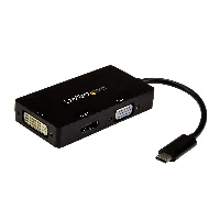 StarTech.com USB-C Multiport Video Adapter - 3-in-1 - 4K 30Hz - Black, USB Type-C, DVI output, HDMI output, VGA (D-Sub) output, 3840 x 2160 pixels