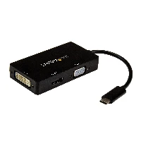 StarTech.com USB-C Multiport Video Adapter - 3-in-1 - 4K 30Hz - Black, USB Type-C, DVI output, HDMI output, VGA (D-Sub) output, 3840 x 2160 pixels