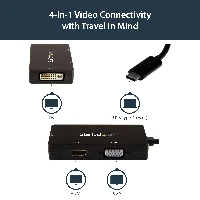 StarTech.com USB-C Multiport Video Adapter - 3-in-1 - 4K 30Hz - Black, USB Type-C, DVI output, HDMI output, VGA (D-Sub) output, 3840 x 2160 pixels