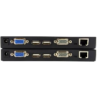 StarTech.com Long Range USB VGA KVM Console Extender over Cat5 UTP - 1000 ft, Transmitter & receiver, Wired, 300 m, 1920 x 1200 pixels, Hotkeys, Push-buttons, Black