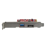 StarTech.com 2-Port USB 3.1 (10Gbps) and eSATA PCIe Card - 1x USB-A and 1x eSATA, PCIe, eSATA, PCIe 3.0, Red, CE, FCC, TAA, REACH, ASMedia - ASM2142, ASMedia - ASM1351