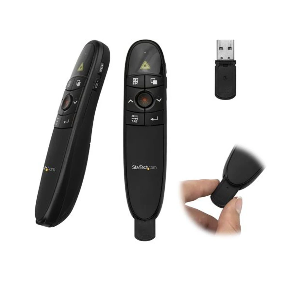 StarTech.com Wireless Presentation Remote with Red Laser Pointer - 90 ft. (27 m), USB, 27 m, Black