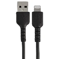 StarTech.com 6 inch (15cm) Durable Black USB-A to Lightning Cable - Heavy Duty Rugged Aramid Fiber USB Type A to Lightning Charger/Sync Power Cord - Apple MFi Certified iPad/iPhone 12, Black, USB A, Lightning, 0.15 m, Male, Male