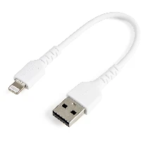 StarTech.com 6 inch (15cm) Durable White USB-A to Lightning Cable - Heavy Duty Rugged Aramid Fiber USB Type A to Lightning Charger/Sync Power Cord - Apple MFi Certified iPad/iPhone 12, White, USB A, Lightning, 0.15 m, Male, Male