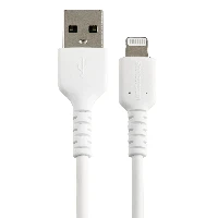 StarTech.com 12inch (30cm) Durable White USB-A to Lightning Cable - Heavy Duty Rugged Aramid Fiber USB Type A to Lightning Charger/Sync Power Cord - Apple MFi Certified iPad/iPhone 12, White, USB A, Lightning, 0.3 m, Male, Male