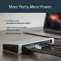 StarTech.com Thunderbolt 3 Dock - Dual Monitor 4K 60Hz TB3 Laptop Docking Station with DisplayPort - 85W Power Delivery Charging - 6-Port USB 3.0 Hub, SD 4.0, GbE, Audio - Windows & Mac, Wired, USB 3.2 Gen 1 (3.1 Gen 1) Type-C, 85 W, 3.5 mm, 10,100,1000 Mbit/s, Black