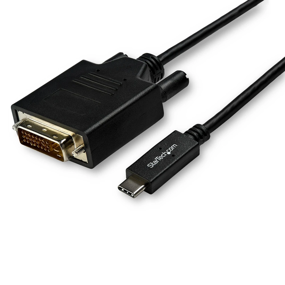 StarTech.com 10ft (3m) USB C to DVI Cable - 1080p (Single Link) USB Type-C (DP Alt Mode HBR2) to DVI-Digital Video Adapter Cable - Works w/ Thunderbolt 3 - Laptop to DVI Monitor/Display, 3 m, USB Type-C, DVI-D, Male, Male, Straight