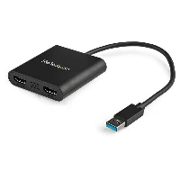 StarTech.com USB 3.0 to Dual HDMI Adapter - 1x 4K 30Hz & 1x 1080p - External Video & Graphics Card - USB Type-A to HDMI Dual Monitor Display Adapter - Supports Windows Only - Black, 3.2 Gen 1 (3.1 Gen 1), USB Type-A, HDMI output, 3840 x 2160 pixels
